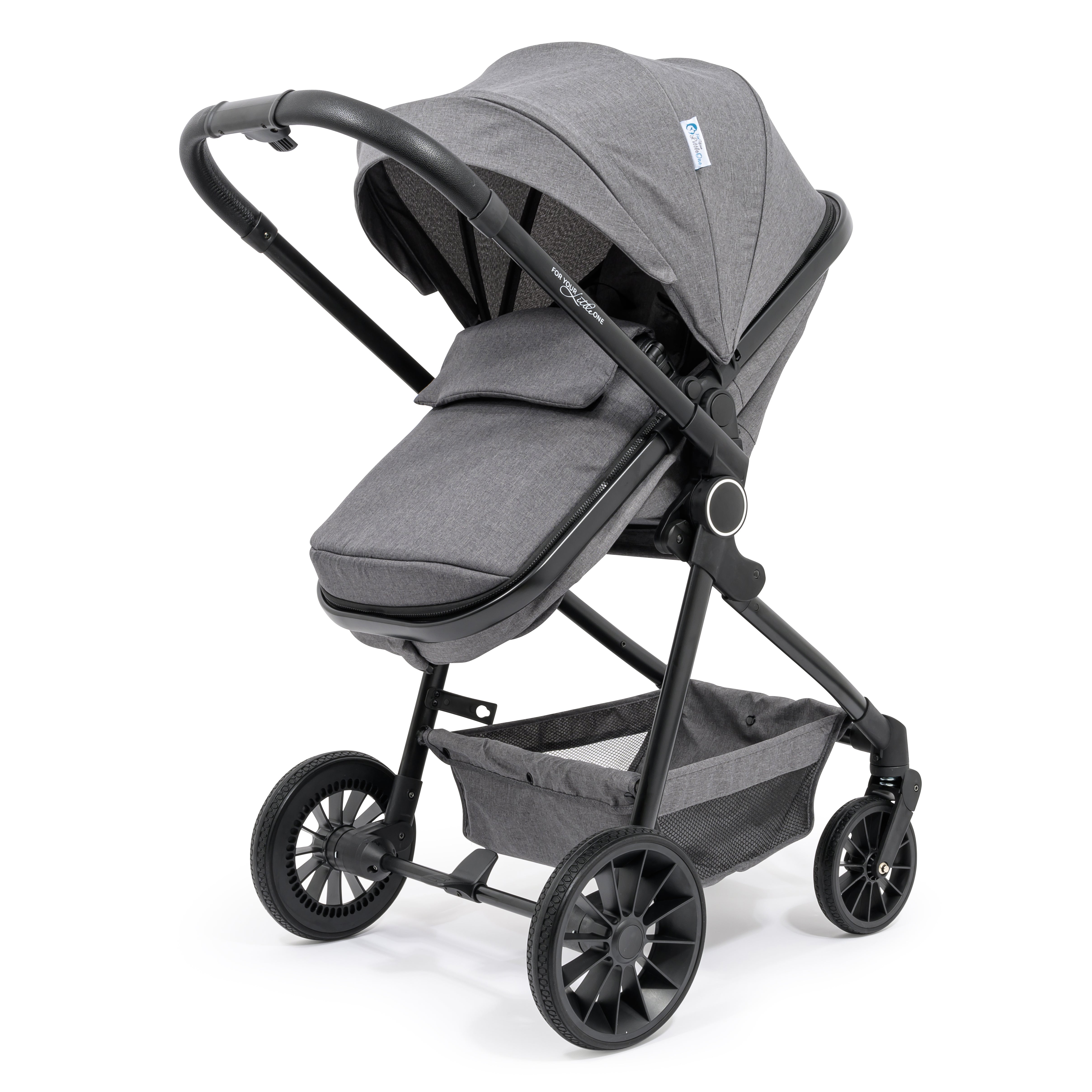 For Your Little One LITE 3 In 1 Travel System with i-Size Car Seat And Base - Slate Grey   