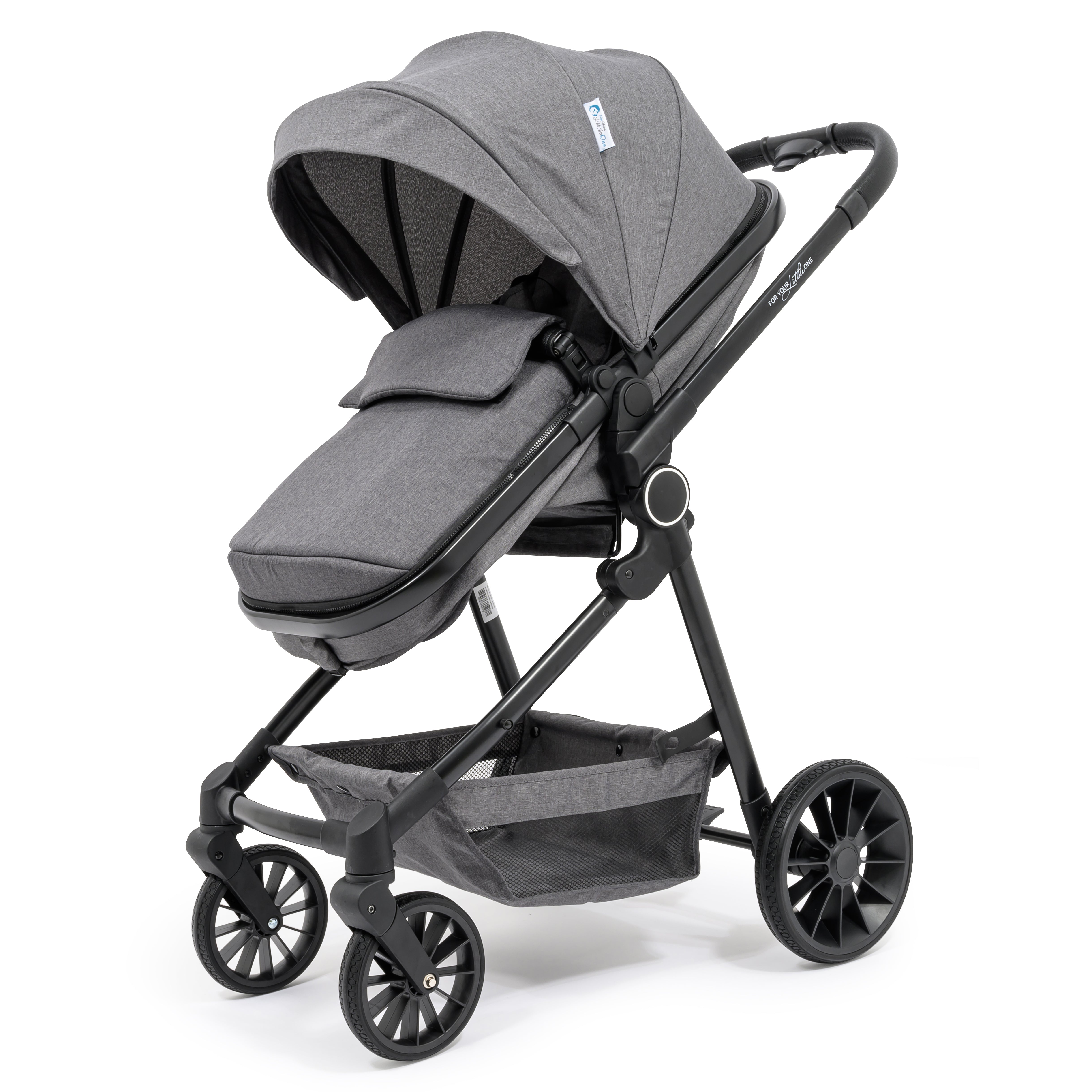 For Your Little One LITE 3 In 1 Travel System with i-Size Car Seat And Base - Slate Grey   