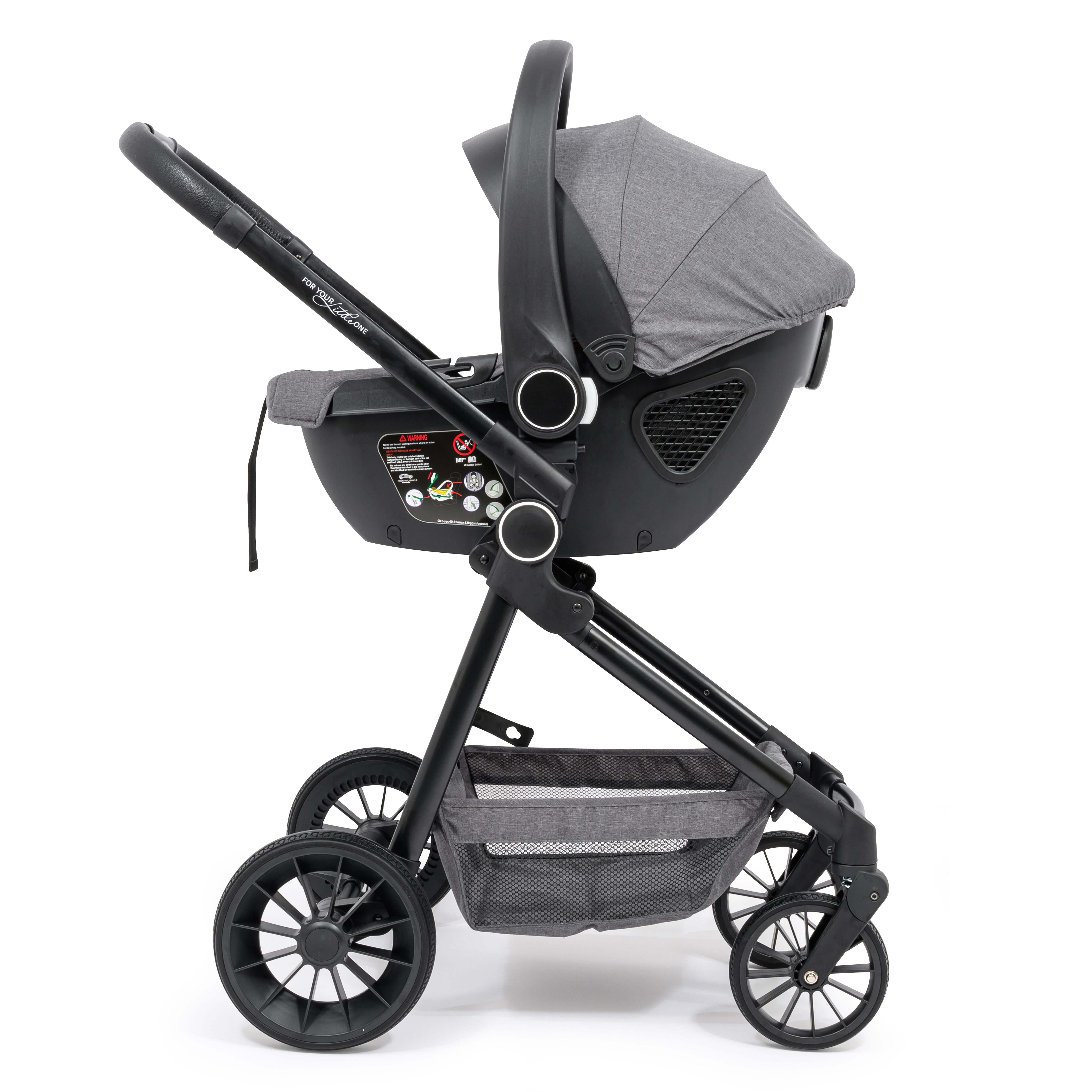 For Your Little One LITE 3 In 1 Travel System with i-Size Car Seat And Base - Slate Grey   