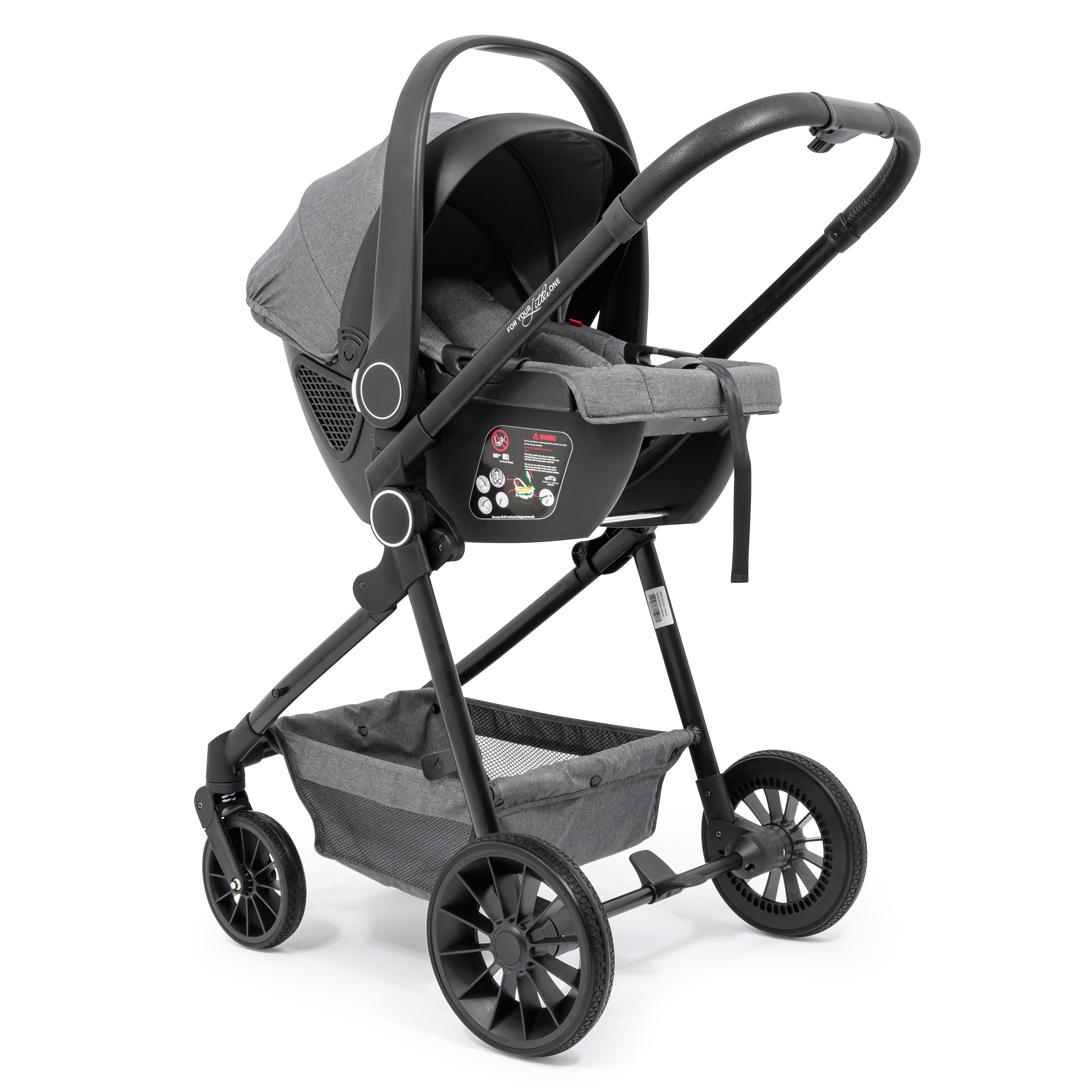 For Your Little One LITE 3 In 1 Travel System with i-Size Car Seat And Base - Slate Grey   