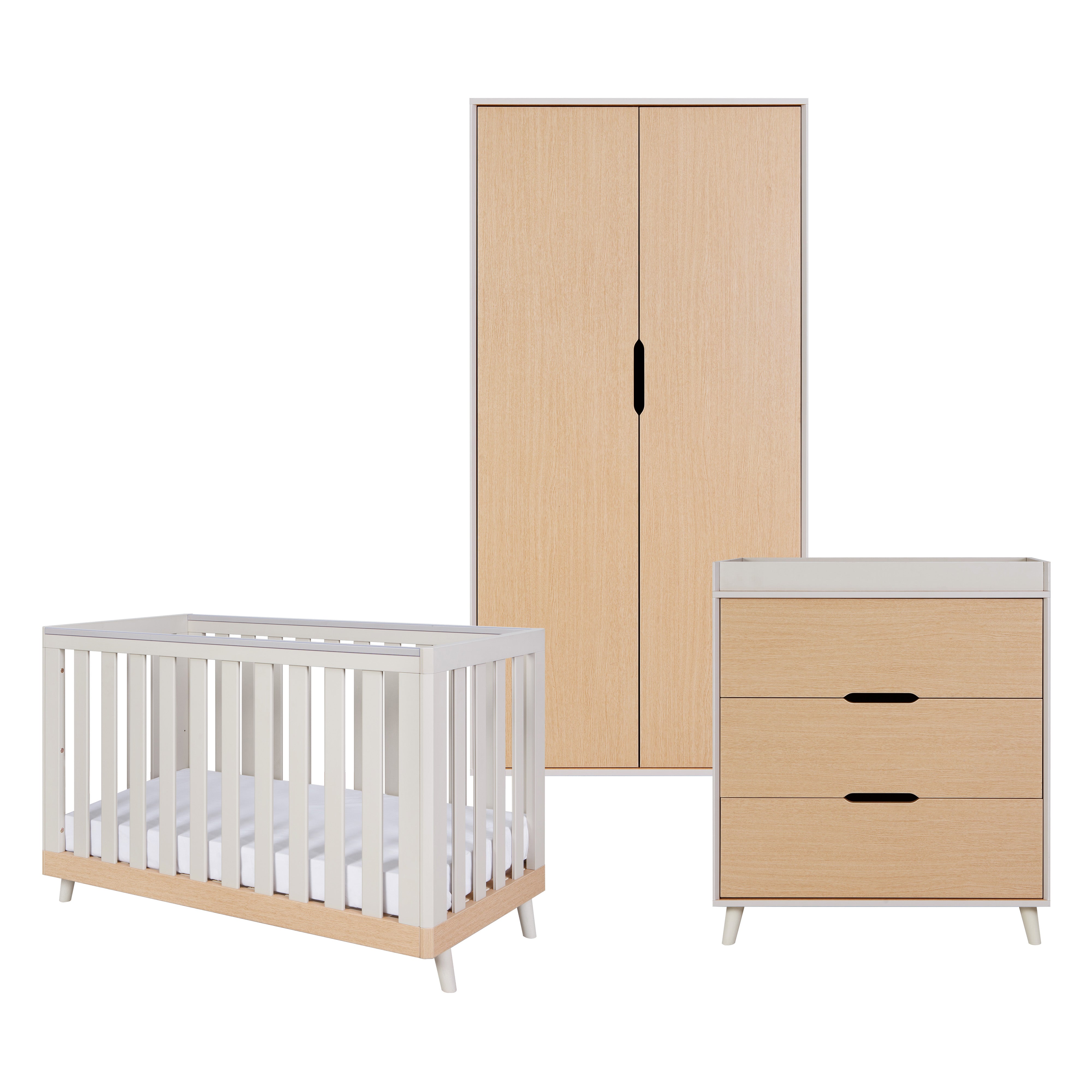 Tutti Bambini Hygge Mini 3pc Room Set - Light Oak/White Sand