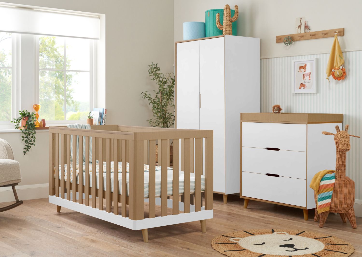 Tutti Bambini Hygge Cot Bed - Light Oak/White Sand