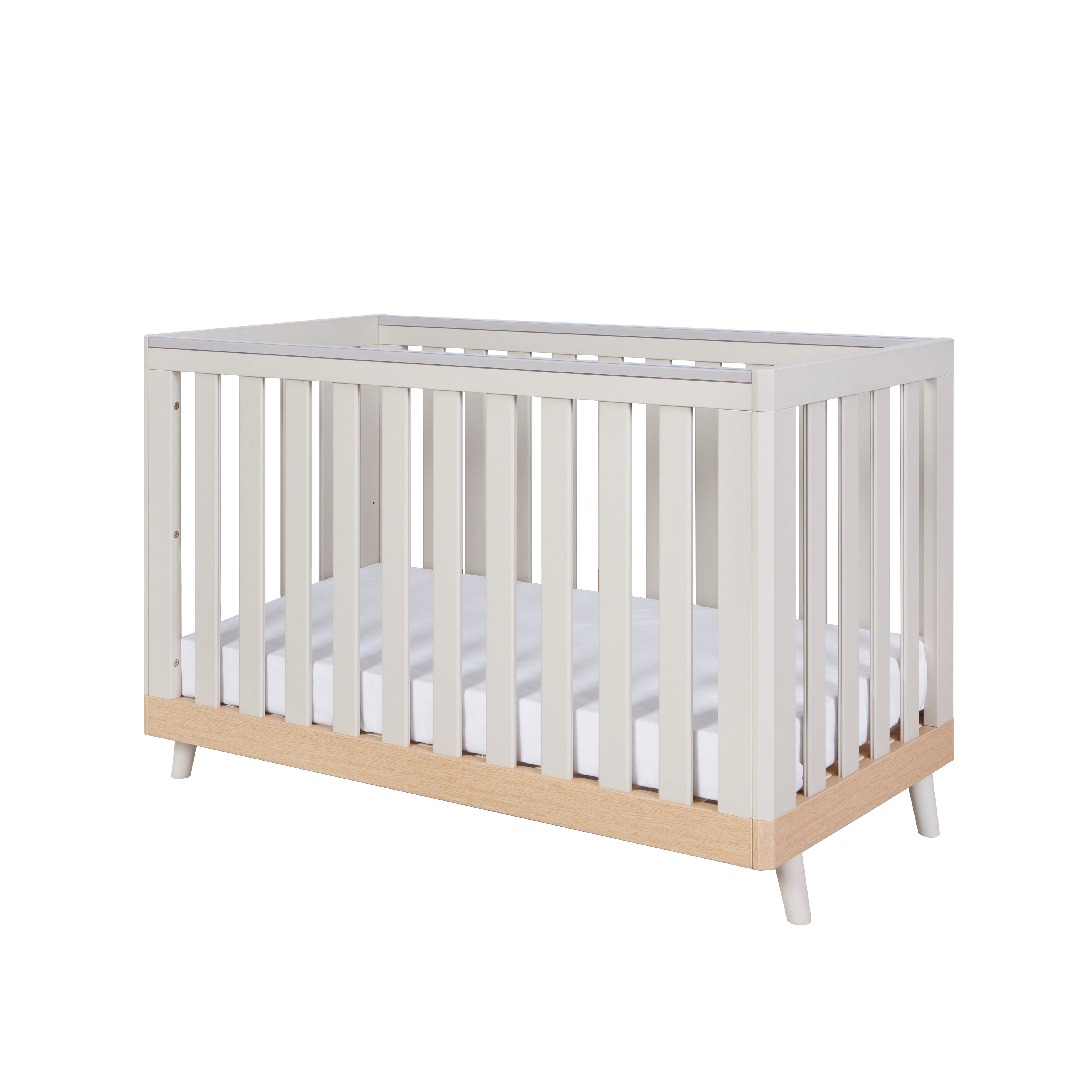 Tutti Bambini Hygge Mini Cot Bed - Light Oak/White Sand