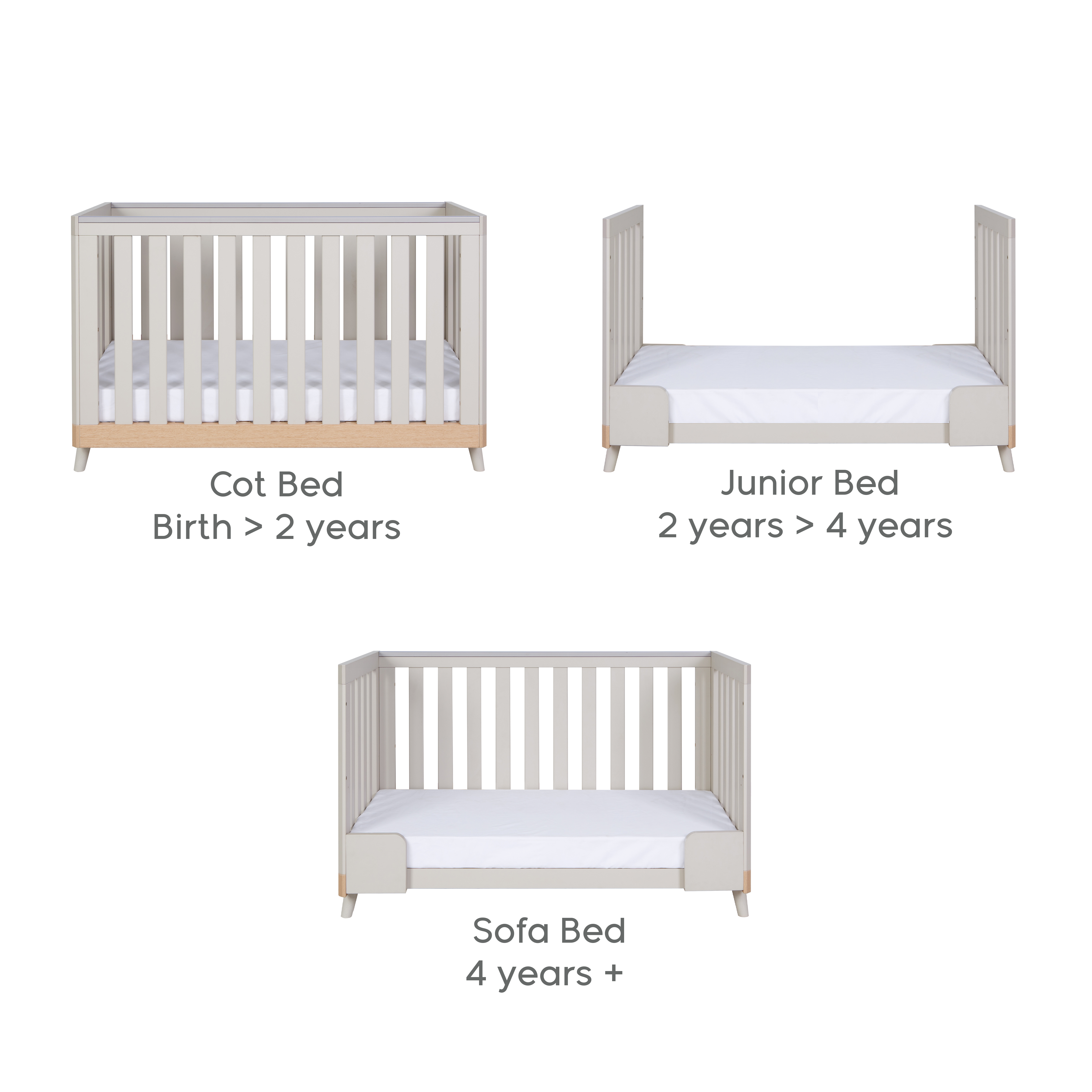 Tutti Bambini Hygge Mini Cot Bed - Light Oak/White Sand