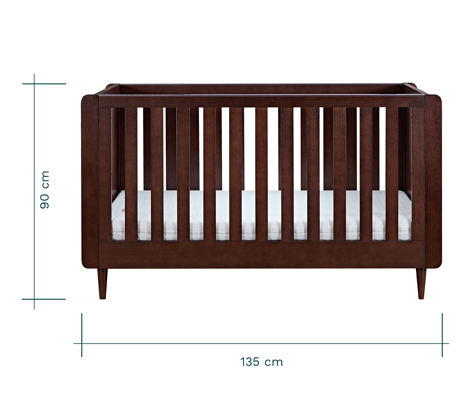 Tutti Bambini Japandi Mini Cot Bed - Warm Walnut