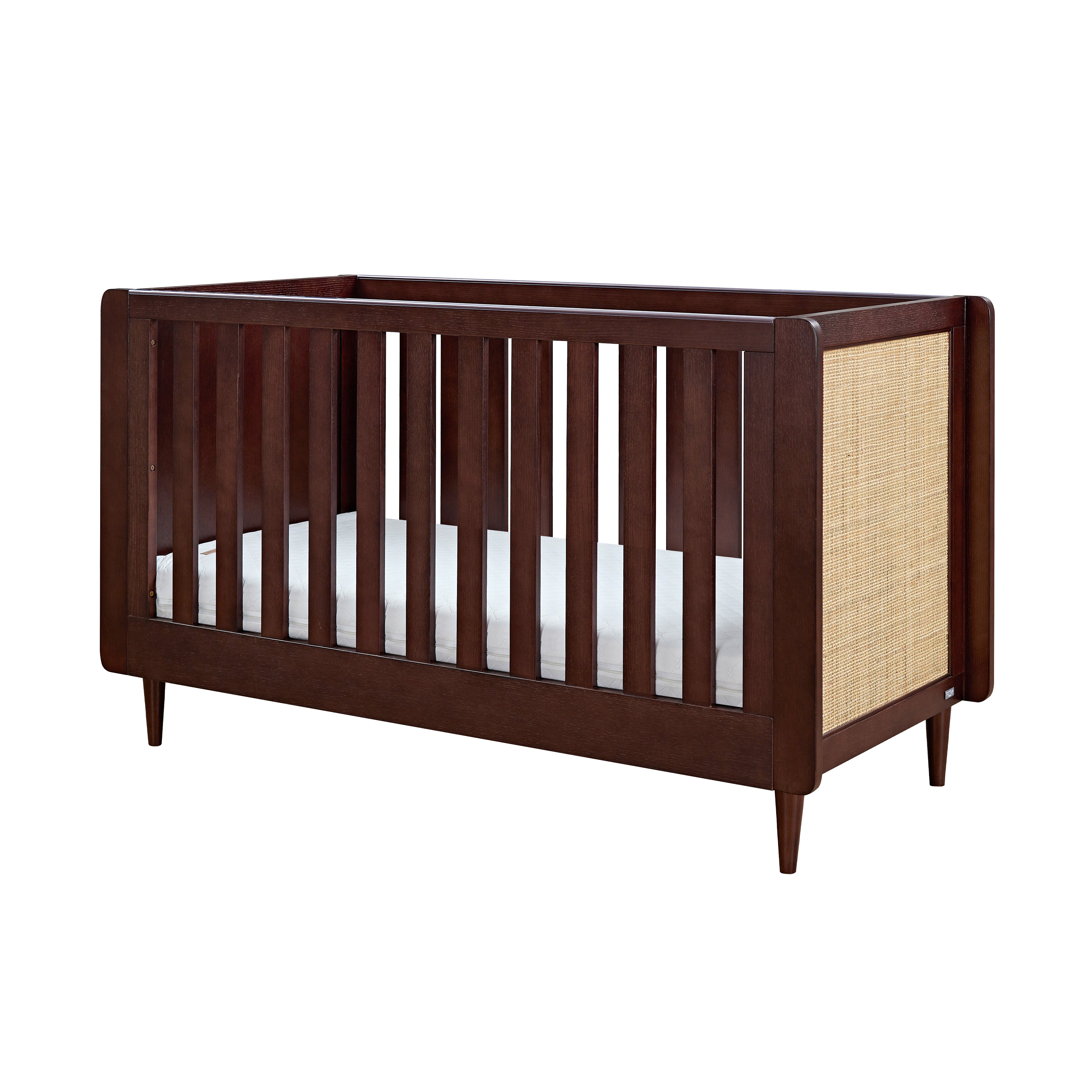 Tutti Bambini Japandi Mini Cot Bed - Warm Walnut