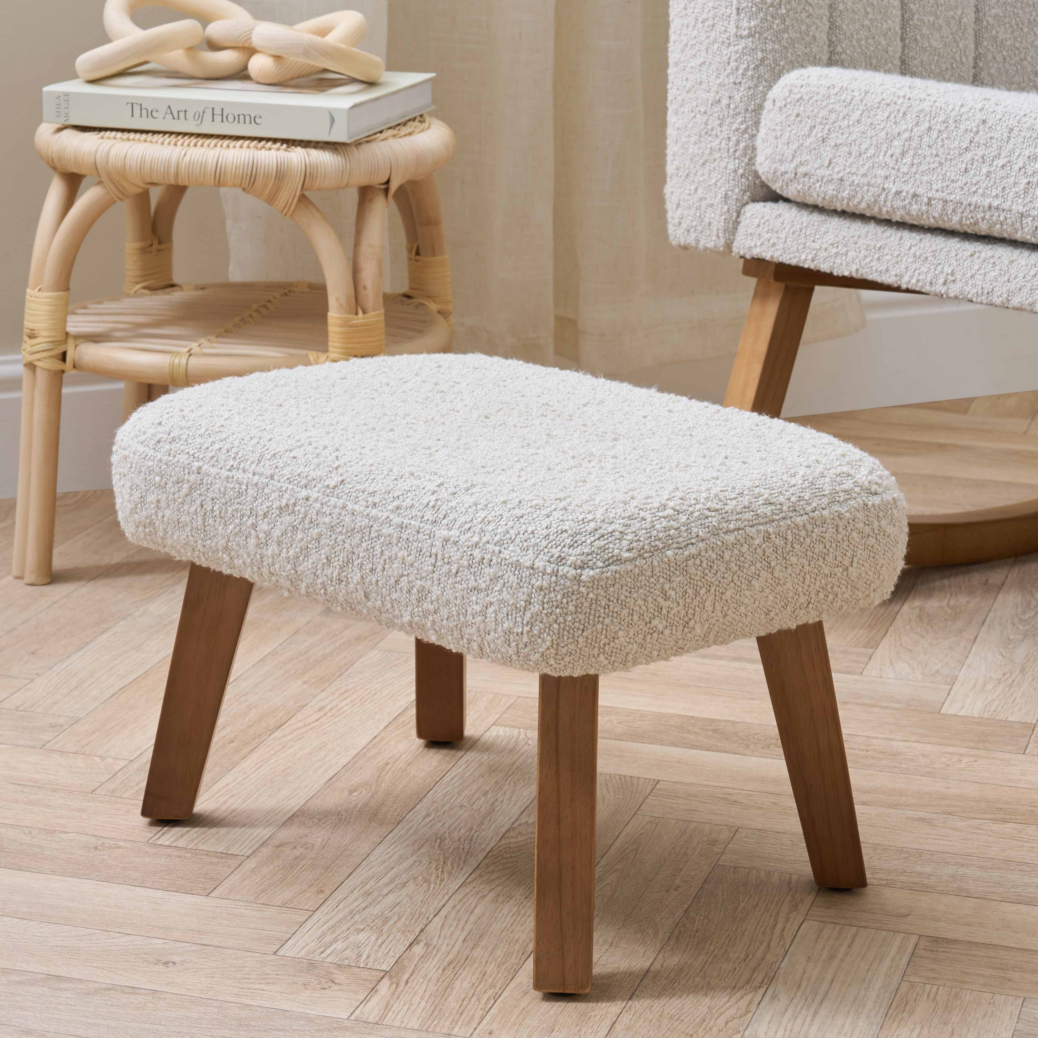 Jonah Luxe Rocking Chair & Foot Stool - Boucle Mushroom