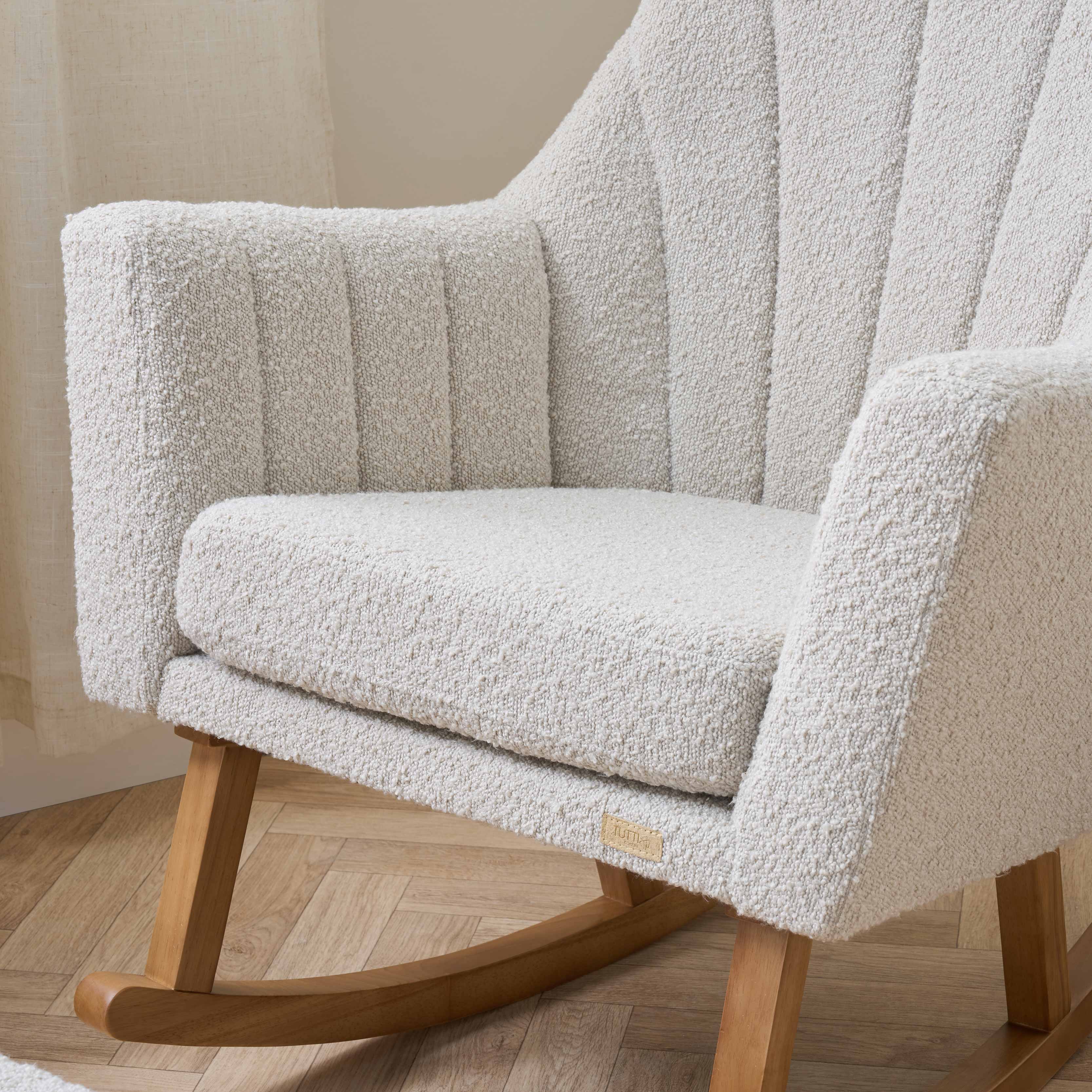 Jonah Luxe Rocking Chair & Foot Stool - Boucle Mushroom