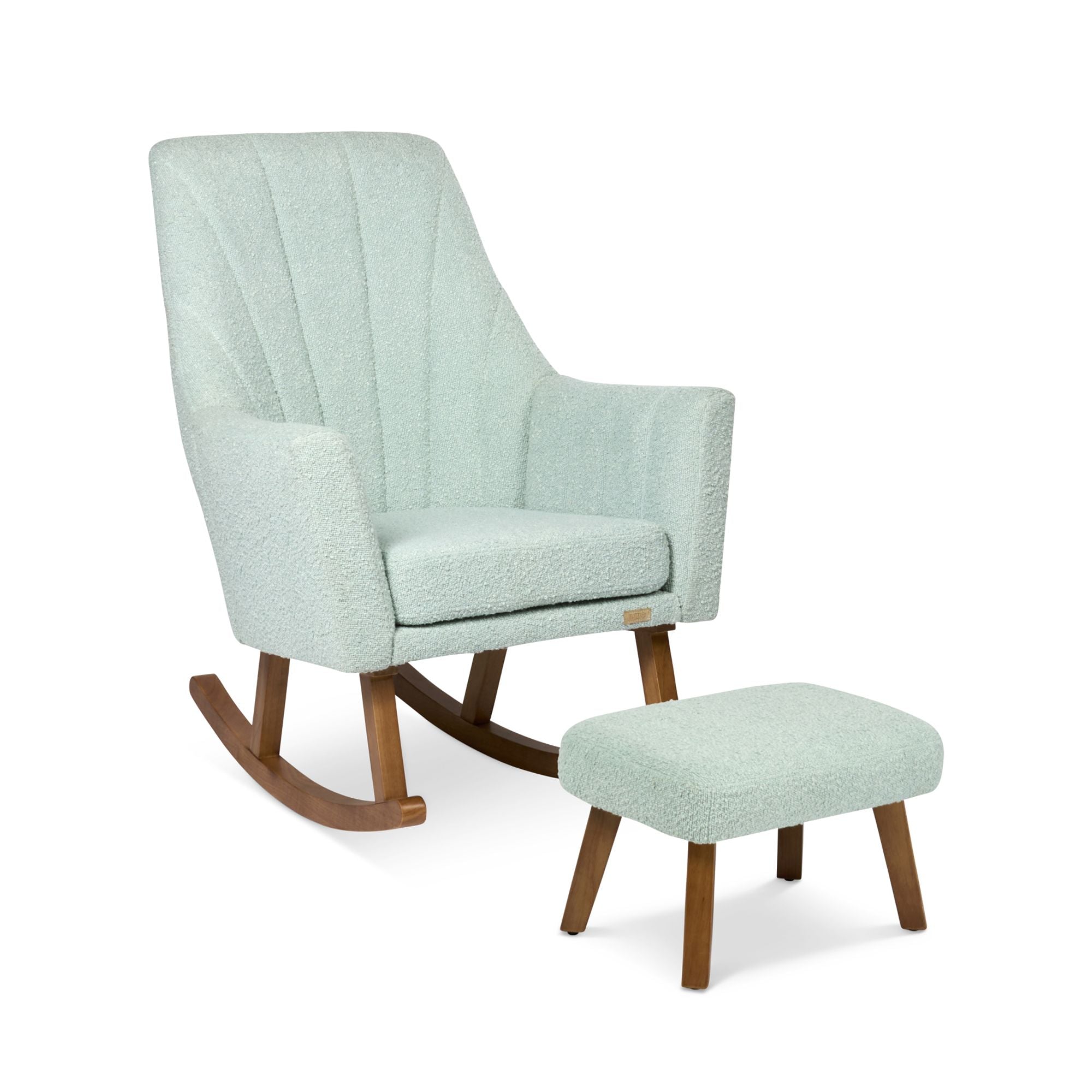 Jonah Luxe Rocking Chair & Foot Stool - Boucle Ocean Stone