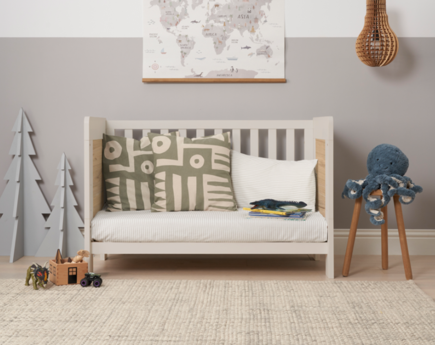 Tutti Bambini Essentials Alba Mini Cot Bed - White Sand / Distressed Oak