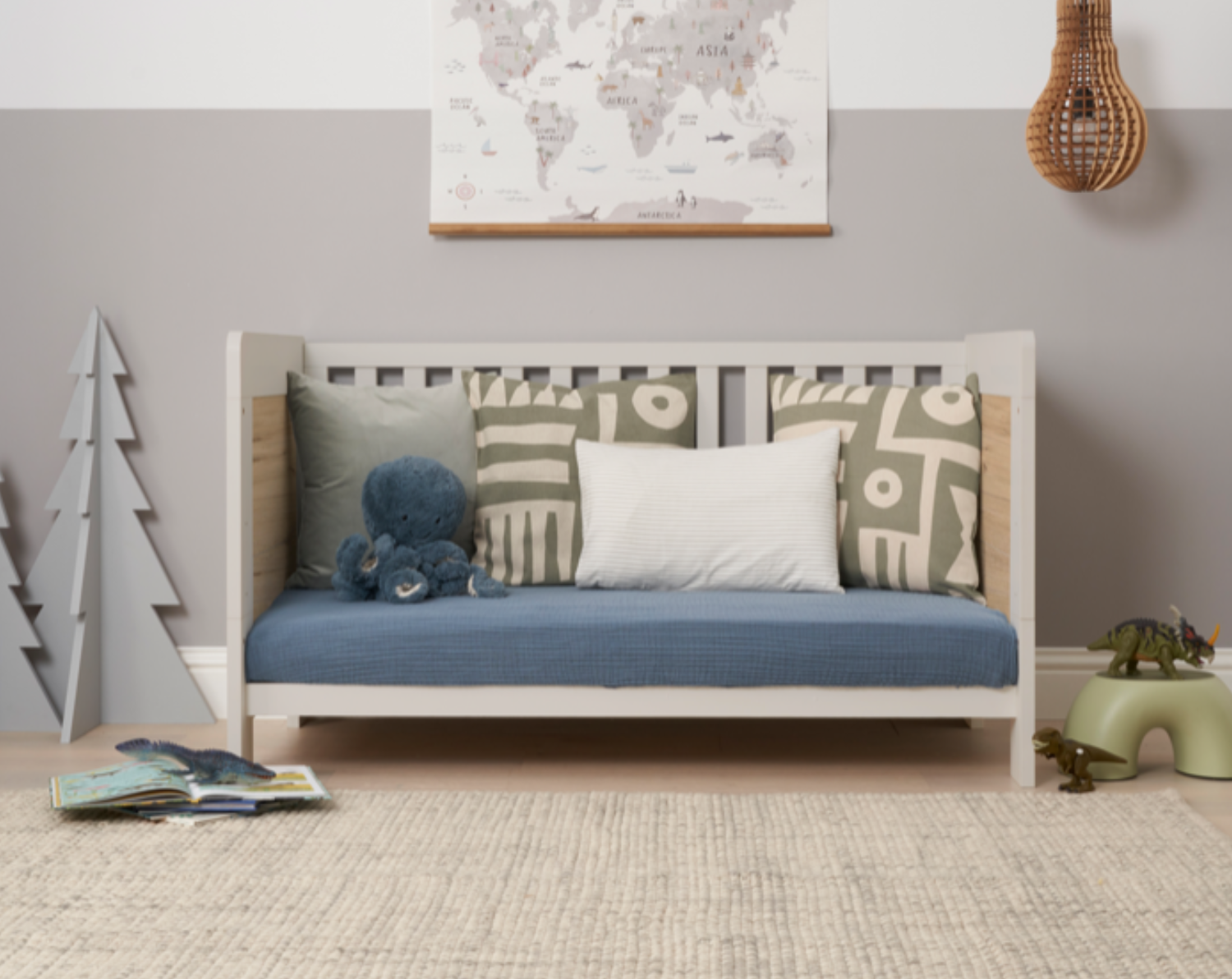 Tutti Bambini Essentials Alba Cot Bed - White Sand / Distressed Oak