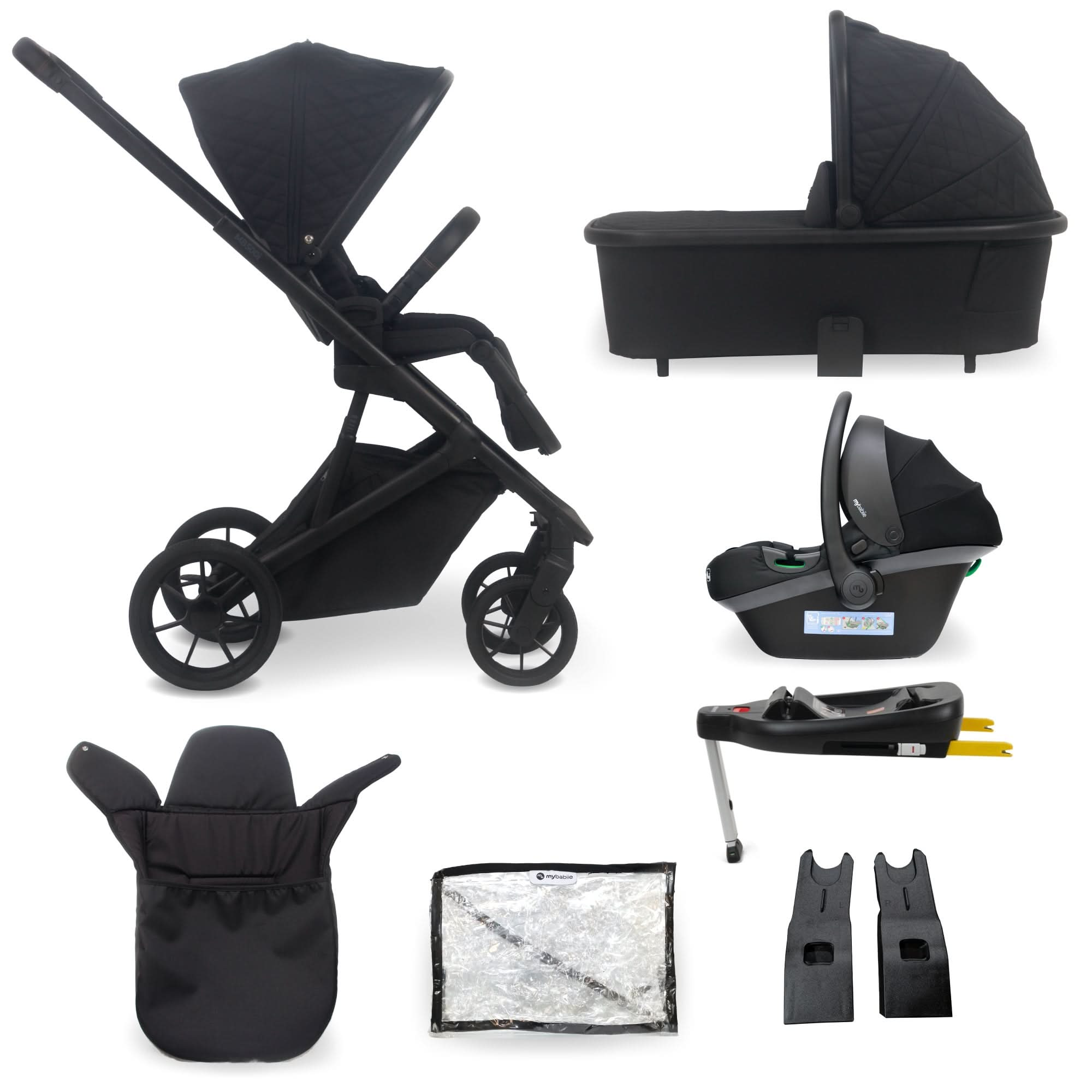 My Babiie MB500i 3-in-1 Travel System Wiith Base - Obsidian   