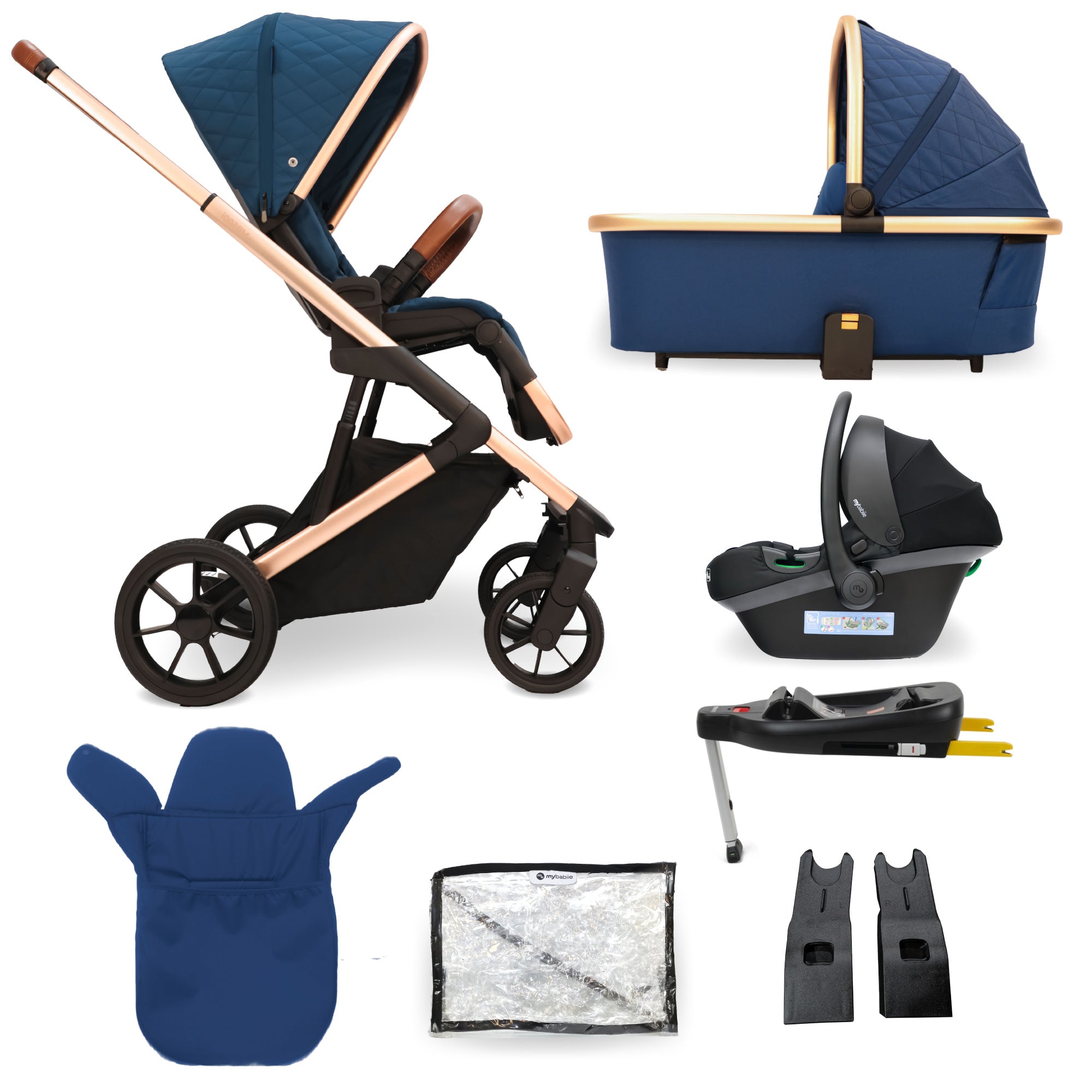 My Babiie MB500i 3-in-1 Travel System Wiith Base - Opal   