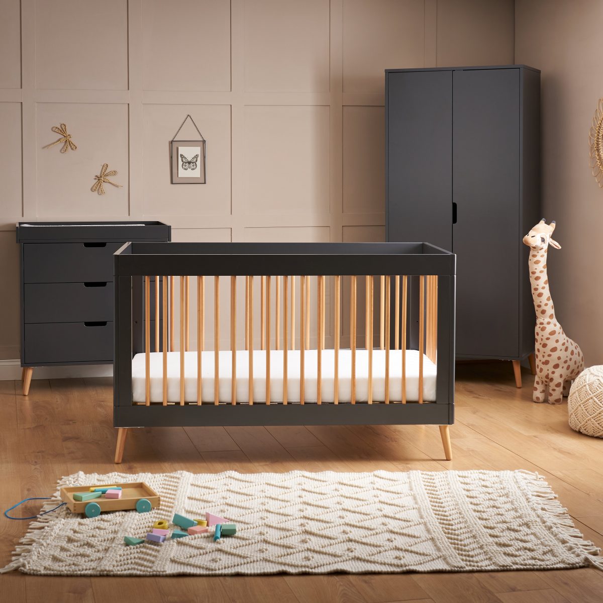 Obaby Maya 3 Piece Room Set - Slate with Natural -  | For Your Little One