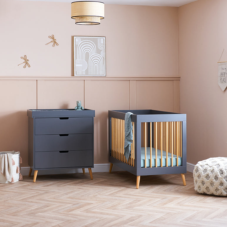 Obaby Maya Mini Scandi  2 Piece Room Set - Slate with Natural -  | For Your Little One