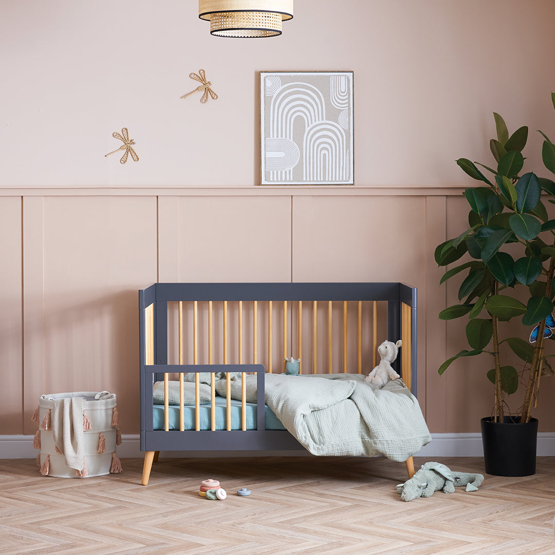 Obaby Maya Mini Scandi  Cot Bed - Slate with Natural -  | For Your Little One