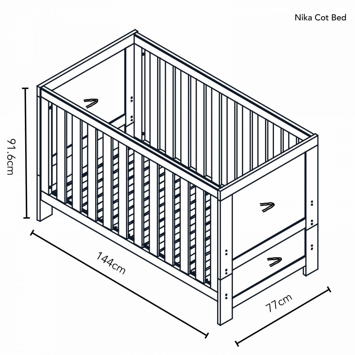 Obaby Nika Cot Bed - Grey Wash   