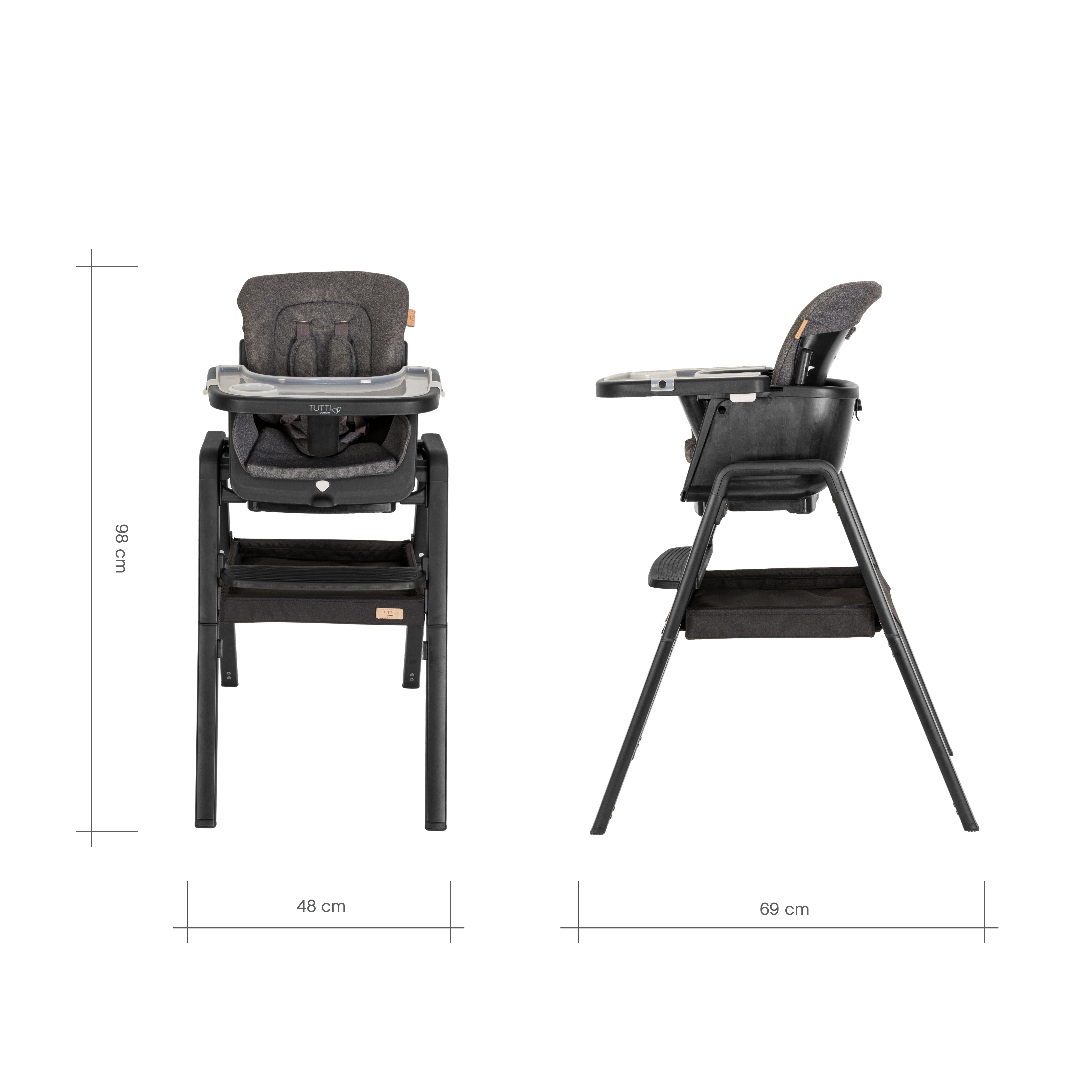 Tutti Bambini Nova Birth to 12 Years Complete Highchair Package - Black/Black -  | For Your Little One