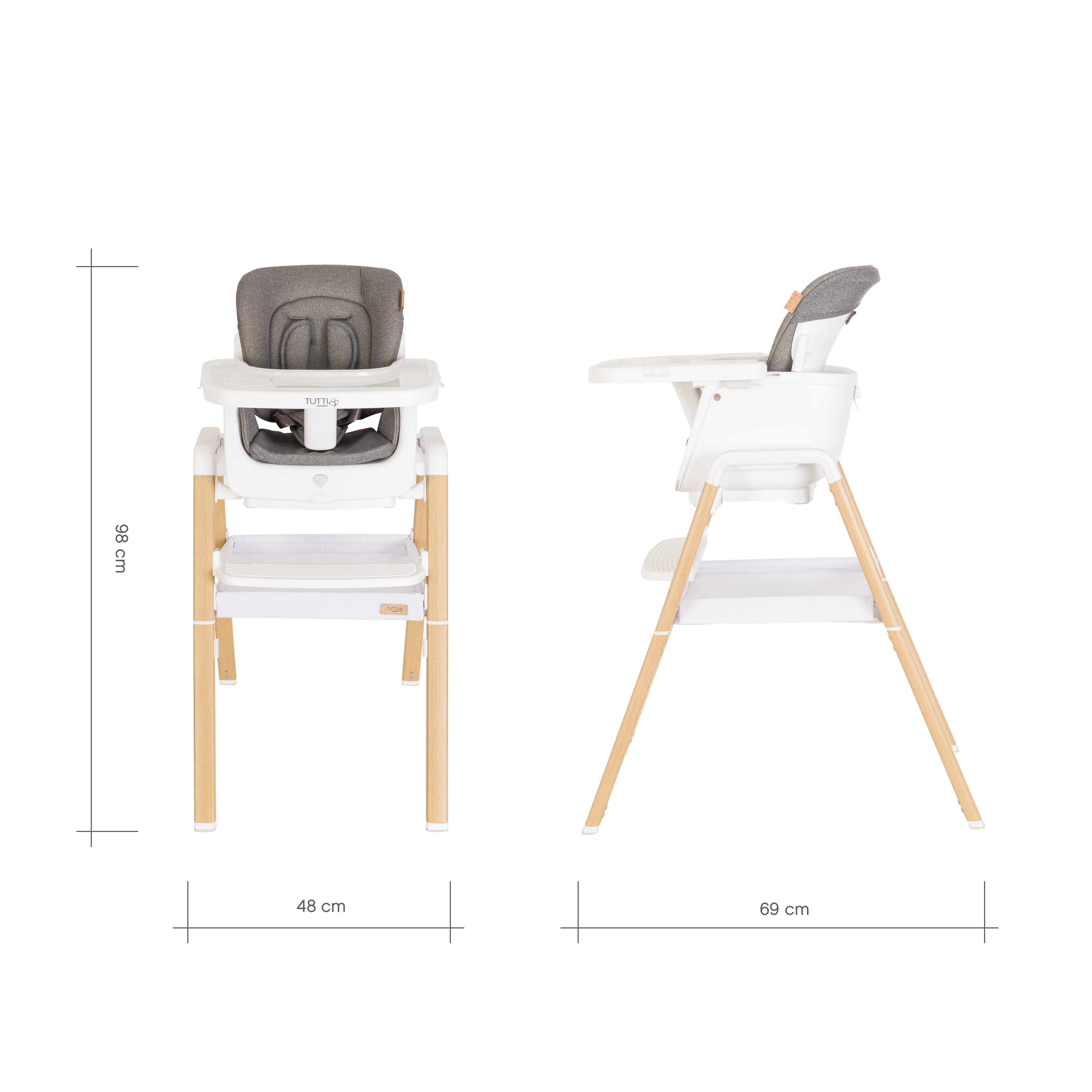 Tutti Bambini Nova Evolutionary Highchair - White/Oak -  | For Your Little One