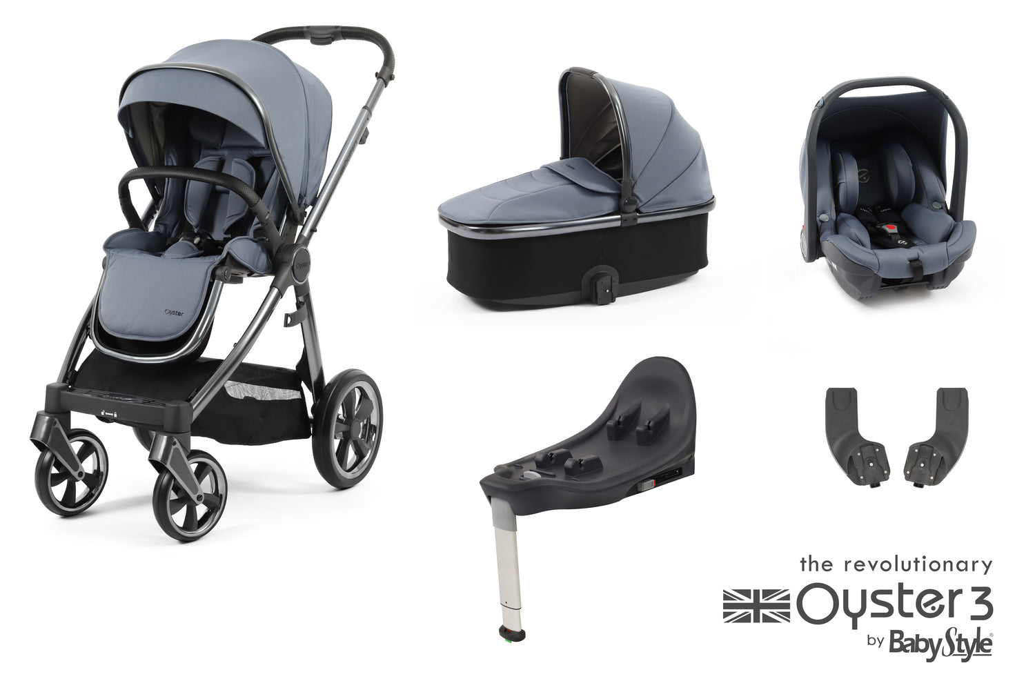 Babystyle Oyster 3 Essential 5 Piece Travel System Bundle - Dream Blue - For Your Little One