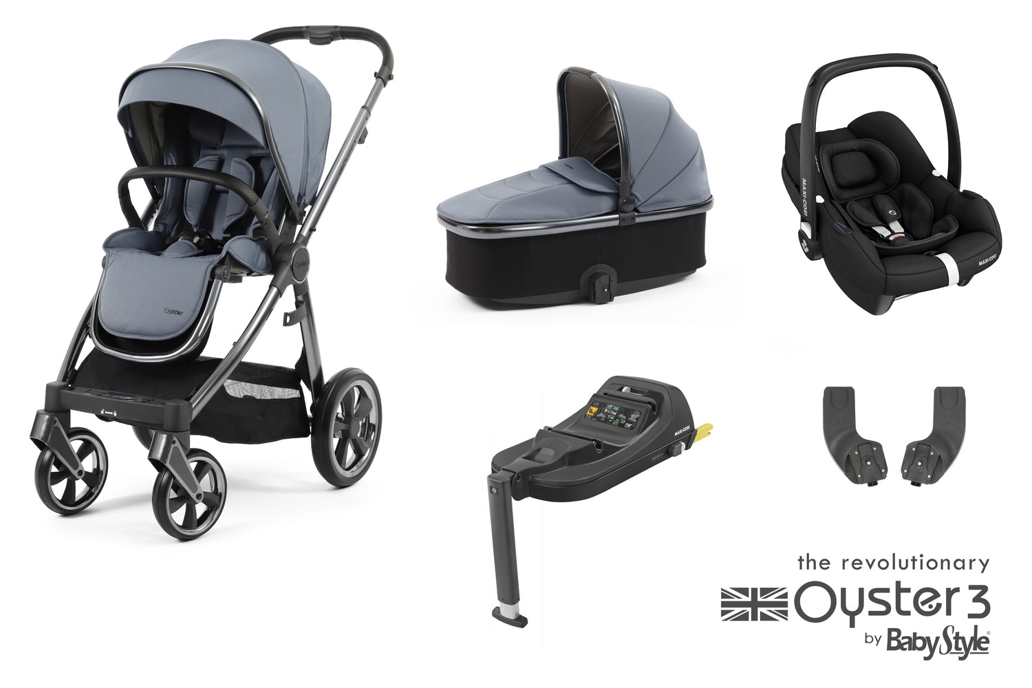 Babystyle Oyster 3 Essential 5 Piece Travel System Bundle With Carbriofix - Dream Blue - For Your Little One