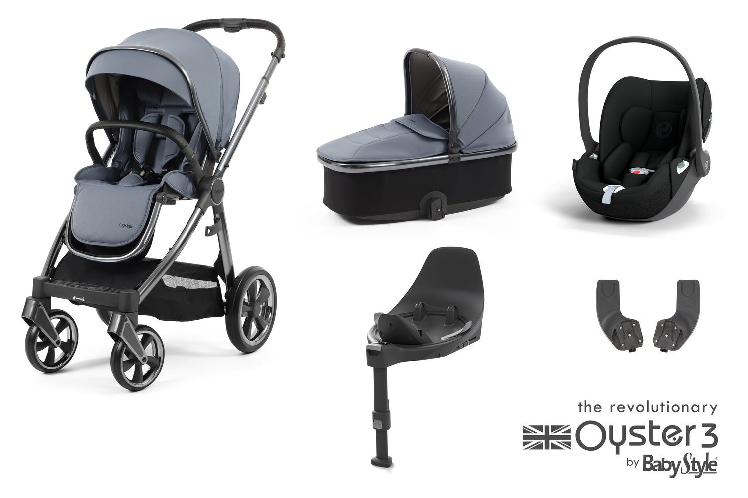 Babystyle Oyster 3 Essential 5 Piece Travel System Bundle With Cloud T - Dream Blue - For Your Little One