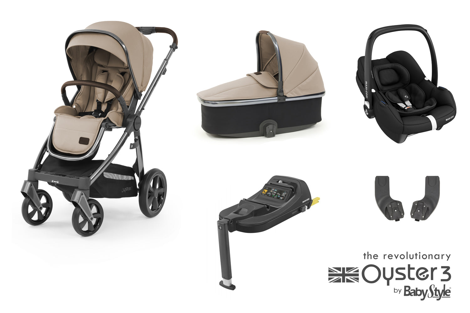 Babystyle Oyster 3 Essential 5 Piece Travel System Bundle With Carbriofix - Butterscotch - For Your Little One