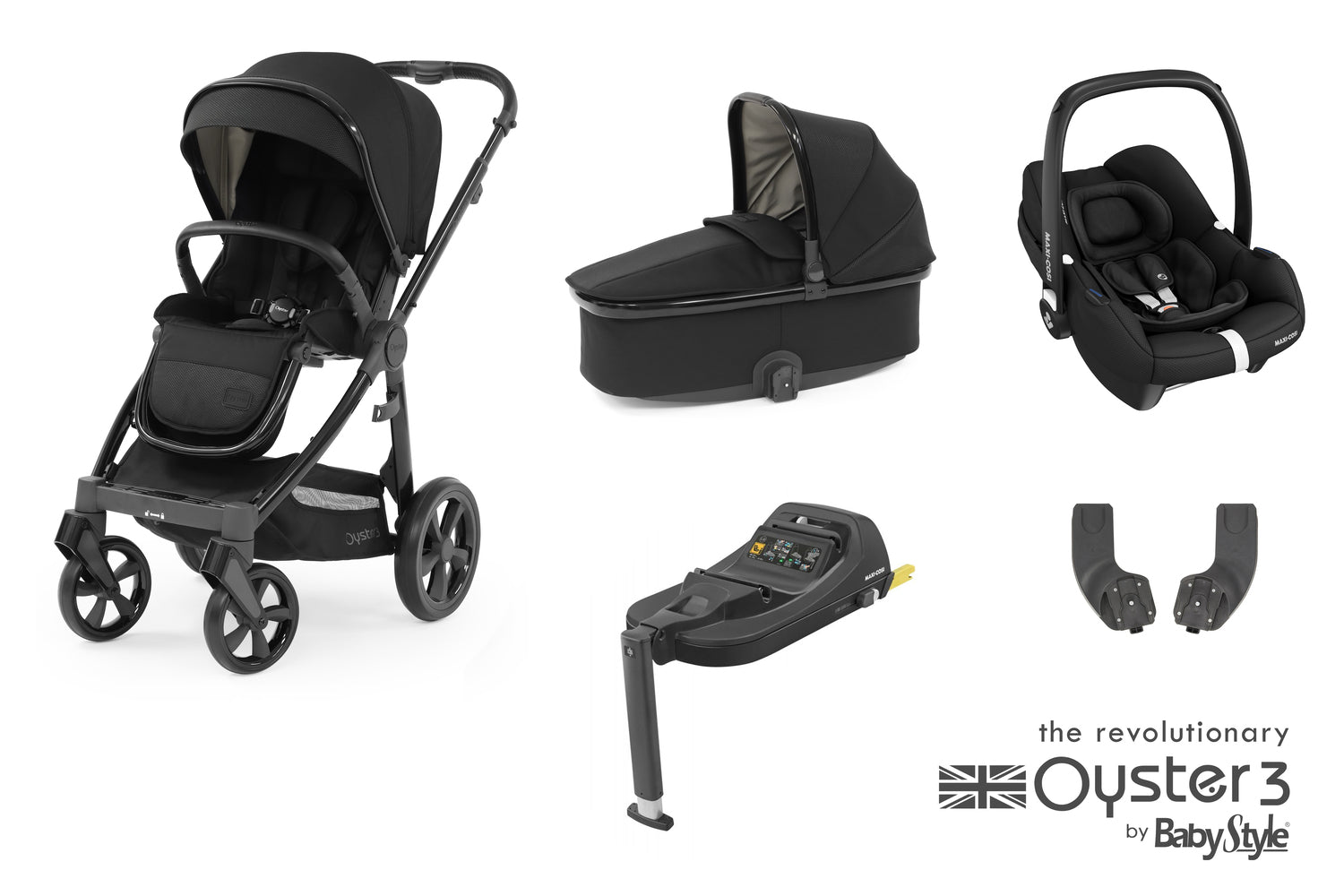 Babystyle Oyster 3 Essential 5 Piece Travel System Bundle With Carbriofix - Pixel -  | For Your Little One