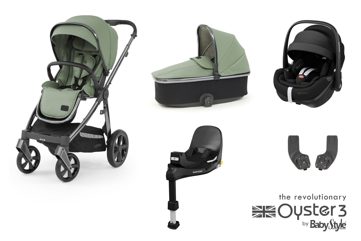 Babystyle Oyster 3 Essential 5 Piece Travel System Bundle With Pebble Pro 360 - Spearmint - For Your Little One