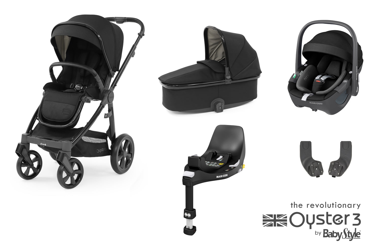 Babystyle Oyster 3 Essential 5 Piece Travel System Bundle With Pebble 360 - Pixel -  | For Your Little One