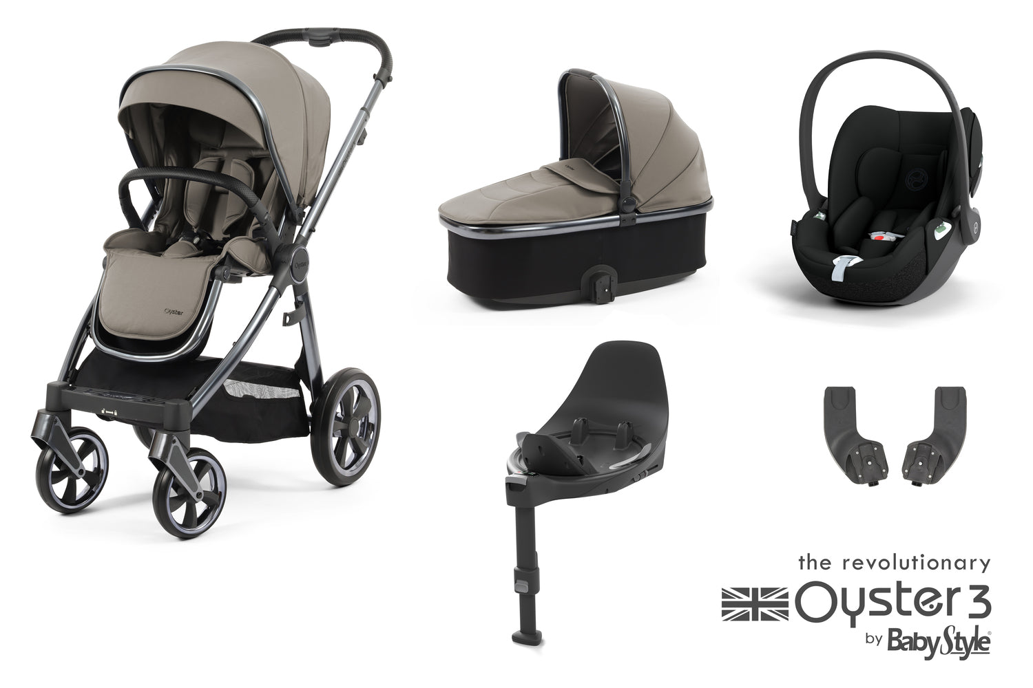 Babystyle Oyster 3 Essential 5 Piece Travel System Bundle With Cloud T - Stone - For Your Little One