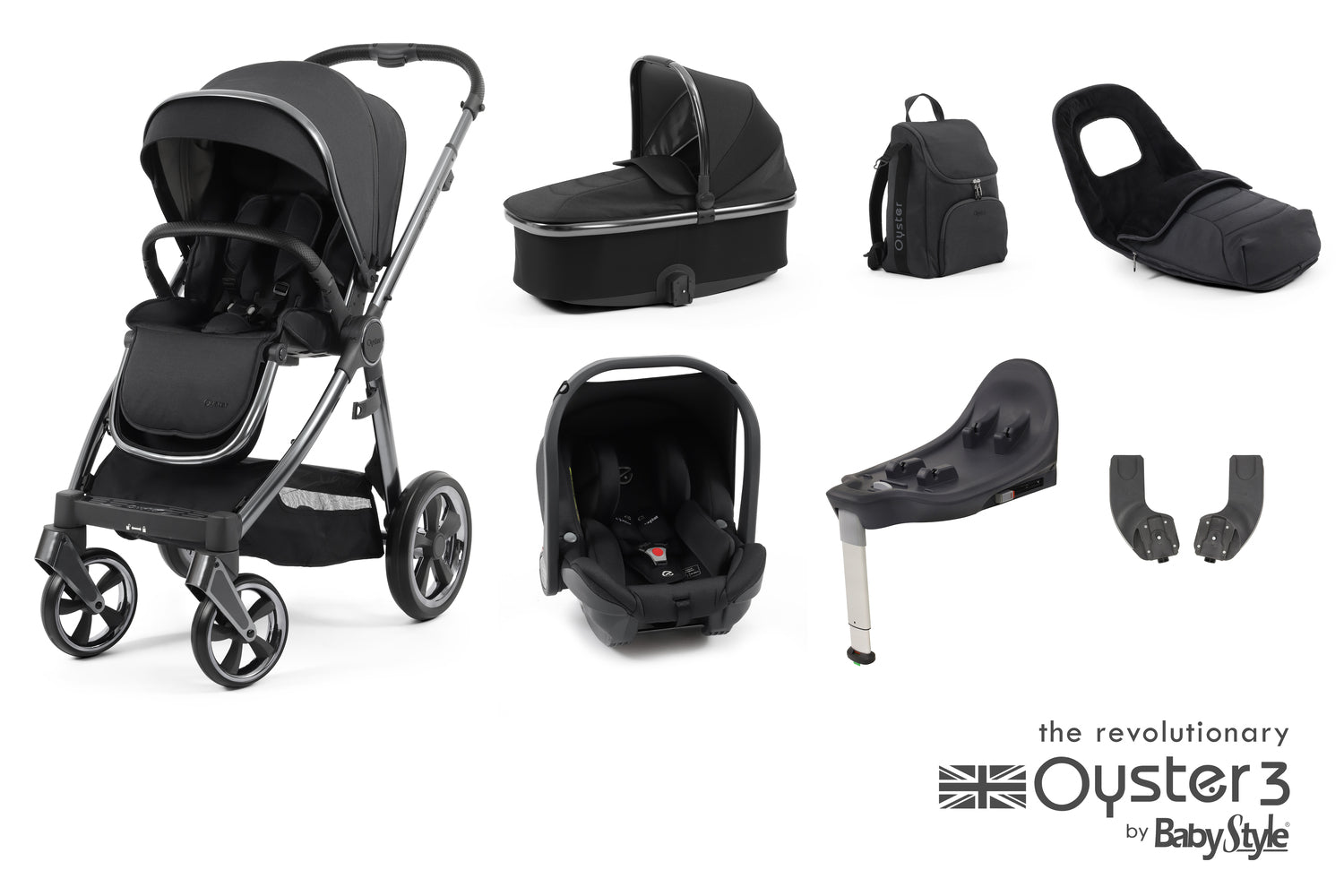 Babystyle Oyster 3 Luxury 7 Piece Travel System Bundle - Carbonite - For Your Little One