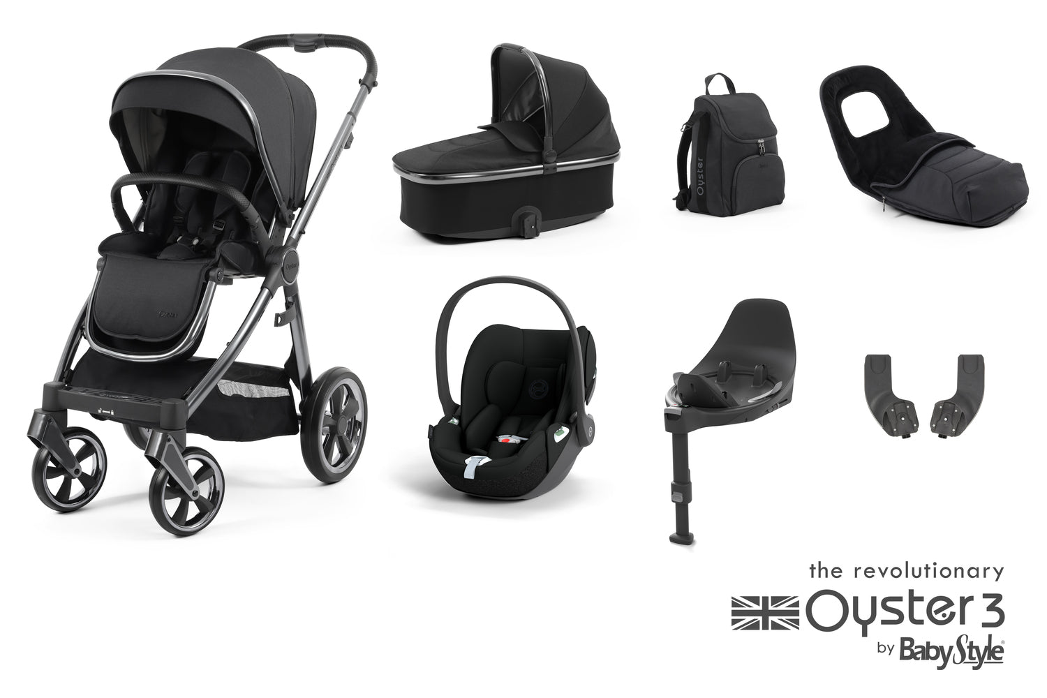 Babystyle Oyster 3 Luxury 7 Piece Travel System Bundle With Cloud T - Carbonite - For Your Little One