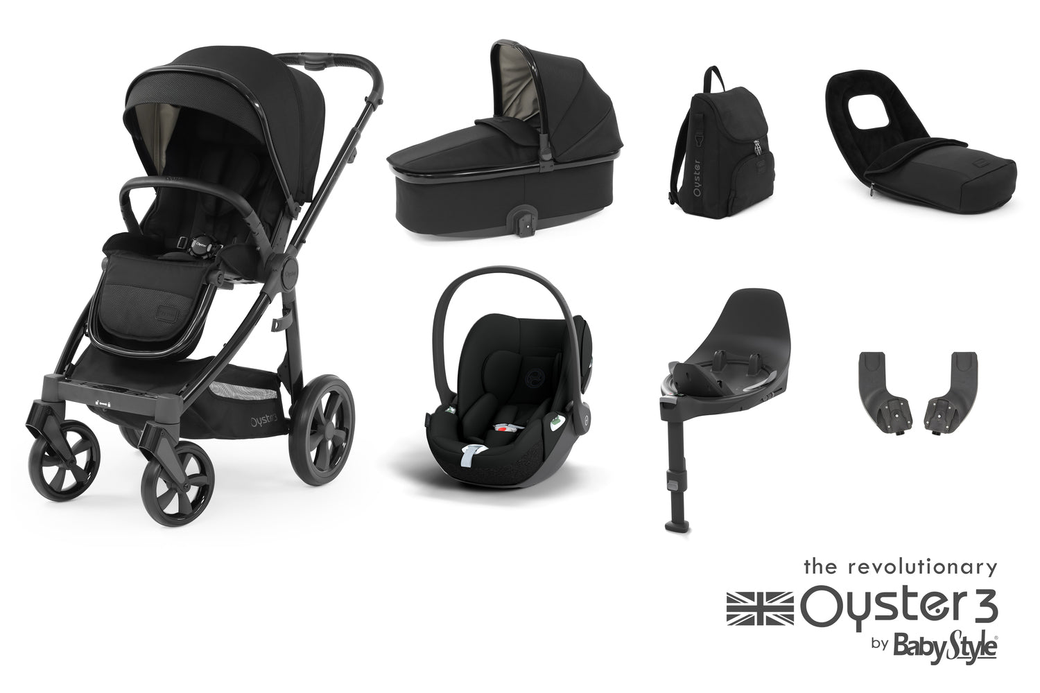 Babystyle Oyster 3 Luxury 7 Piece Travel System Bundle With Cloud T - Pixel -  | For Your Little One