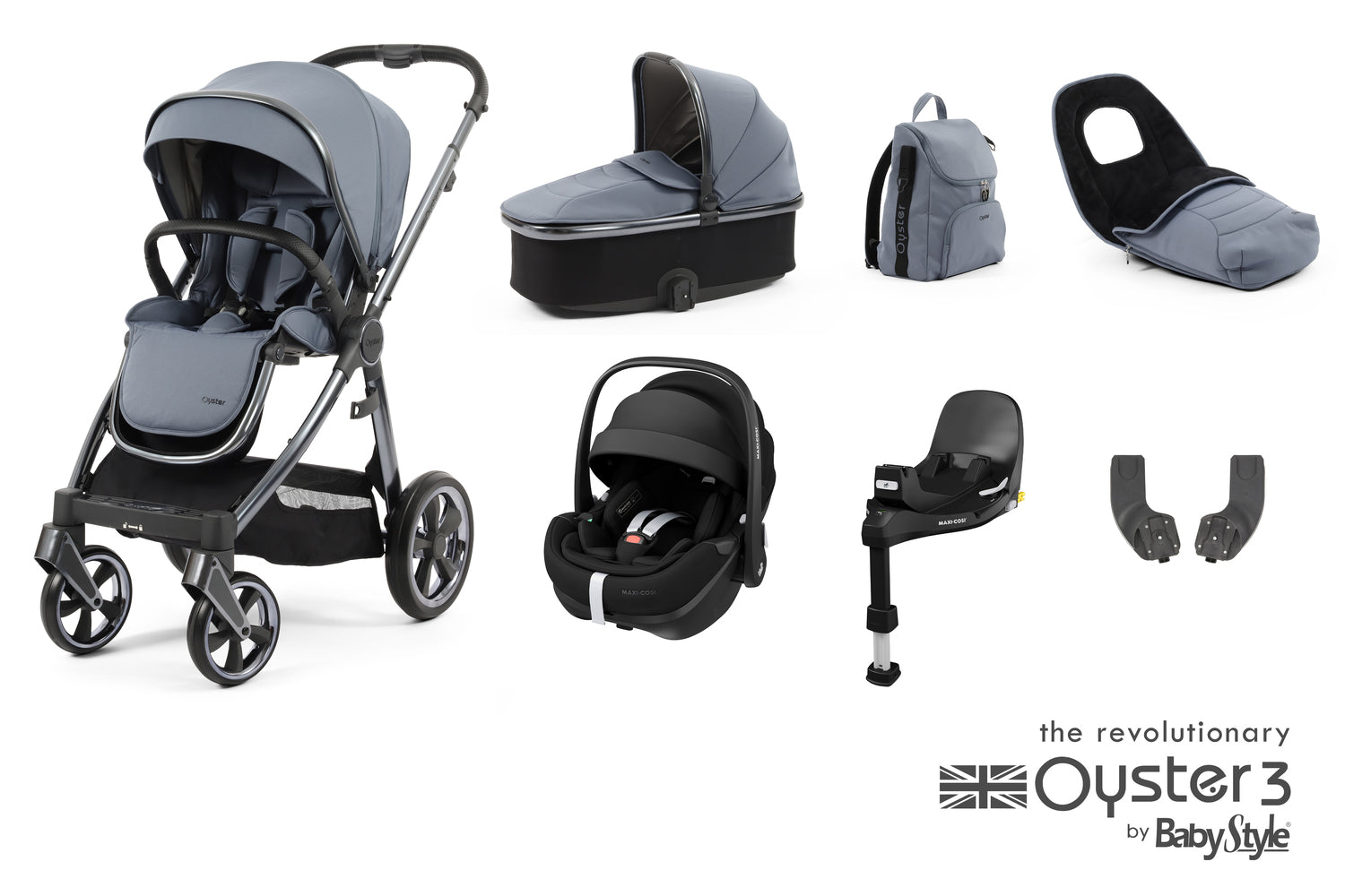 Babystyle Oyster 3 Luxury 7 Piece Travel System Bundle With Pebble 360 Pro - Dream Blue -  | For Your Little One