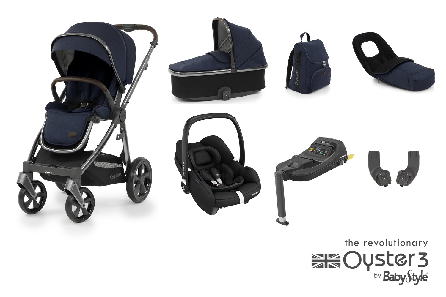 Babystyle Oyster 3 Luxury 7 Piece Travel System Bundle With Carbiofix - Twilight - For Your Little One