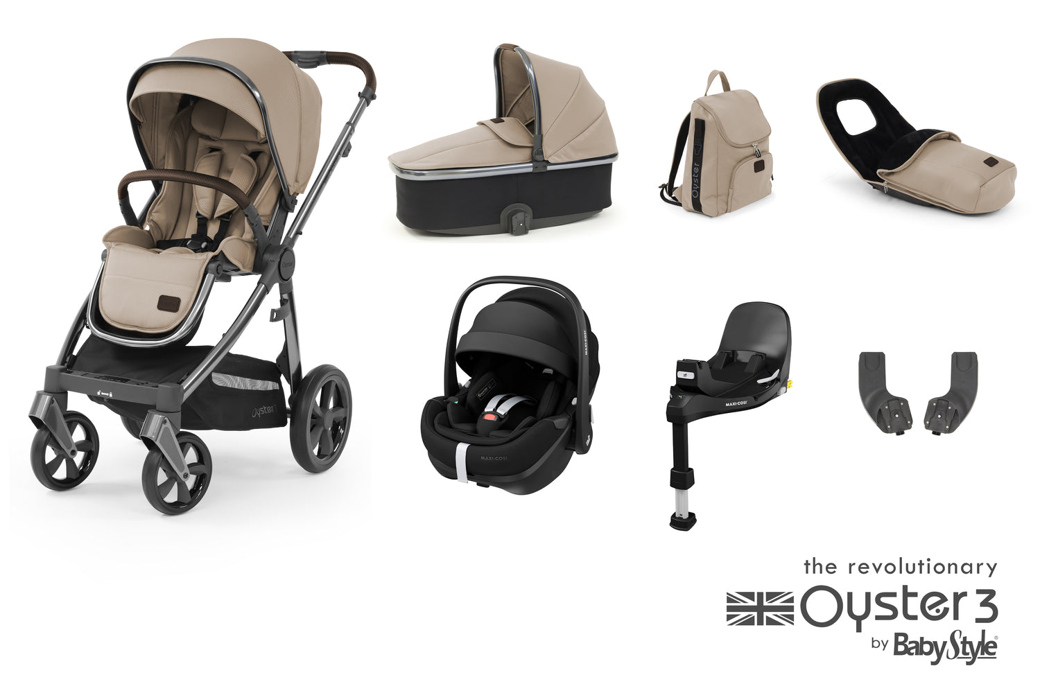 Babystyle Oyster 3 Luxury 7 Piece Travel System Bundle With Pebble 360 Pro - Butterscotch - For Your Little One
