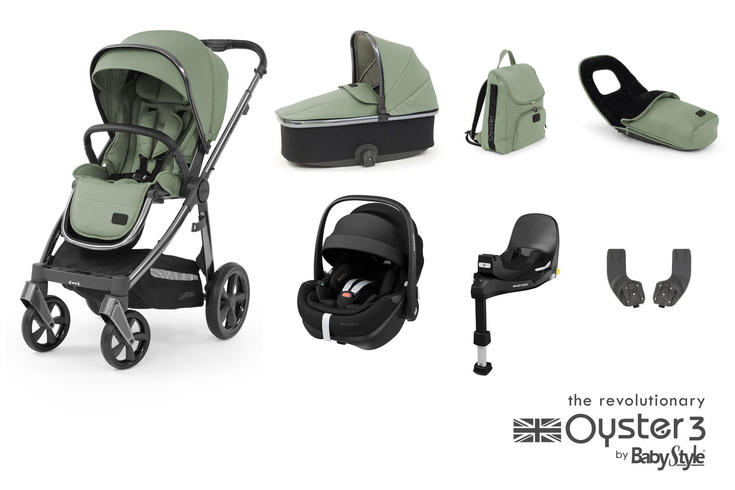 Babystyle Oyster 3 Luxury 7 Piece Travel System Bundle With Pebble 360 Pro - Spearmint - For Your Little One