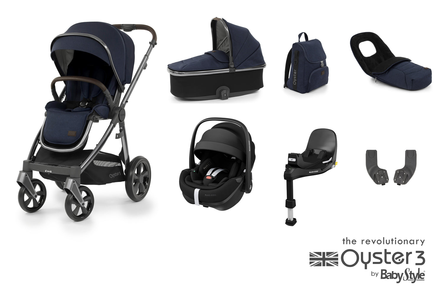 Babystyle Oyster 3 Luxury 7 Piece Travel System Bundle With Pebble 360 Pro - Twlight - For Your Little One