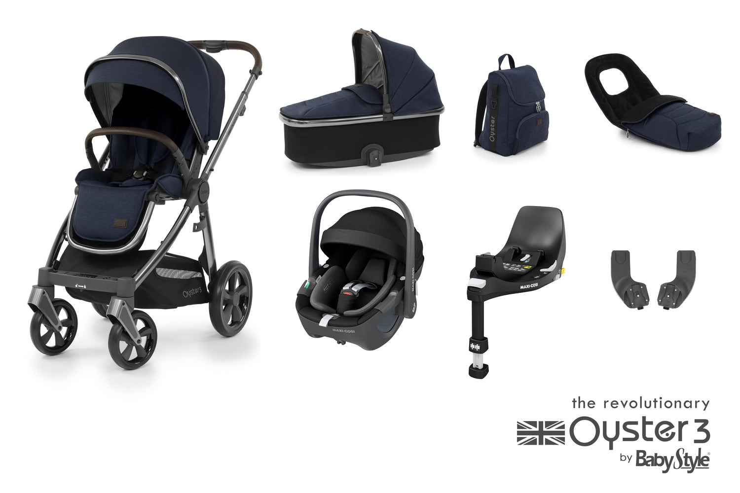 Babystyle Oyster 3 Luxury 7 Piece Travel System Bundle With Pebble 360 - Twilight -  | For Your Little One