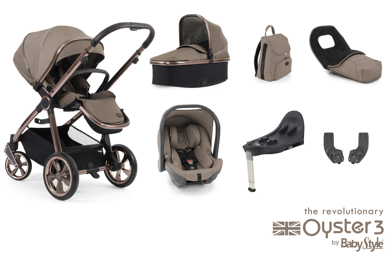 Babystyle Oyster 3 Luxury 7 Piece Travel System Bundle - Mink -  | For Your Little One