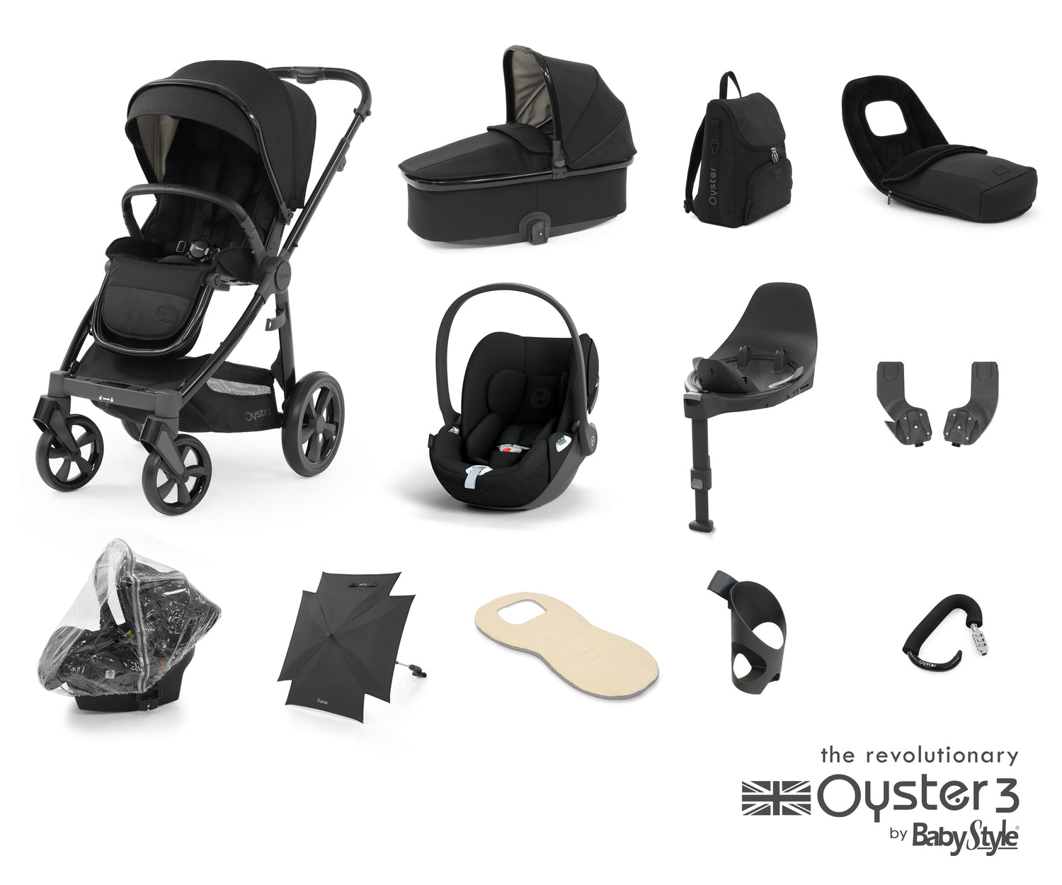 Babystyle Oyster 3 Ultimate 12 Piece Travel System Bundle With Cloud T - Pixel -  | For Your Little One
