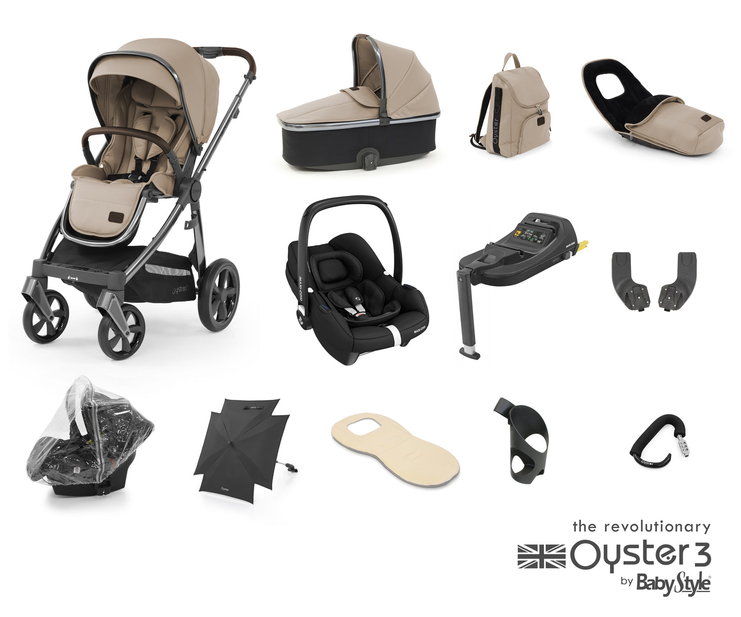 Babystyle Oyster 3 Ultimate 12 Piece Travel System Bundle With Cabriofix - Butterscotch - For Your Little One