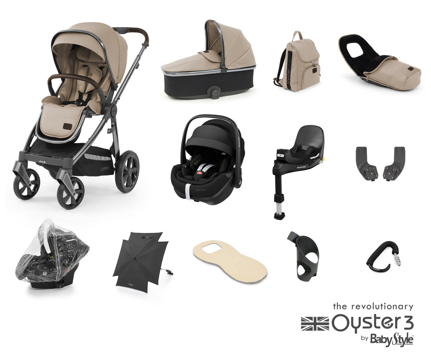 Babystyle Oyster 3 Ultimate 12 Piece Travel System Bundle With Pebble 360 Pro - Butterscotch - For Your Little One