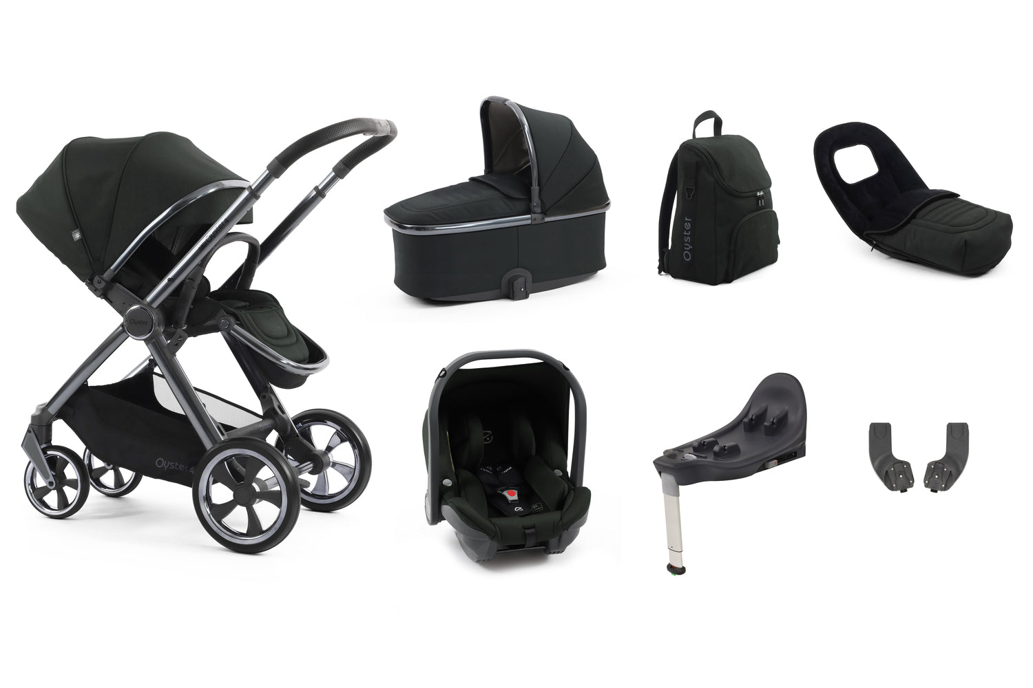 Babystyle Oyster 4 Luxury 7 Piece Travel System Bundle - Black Olive