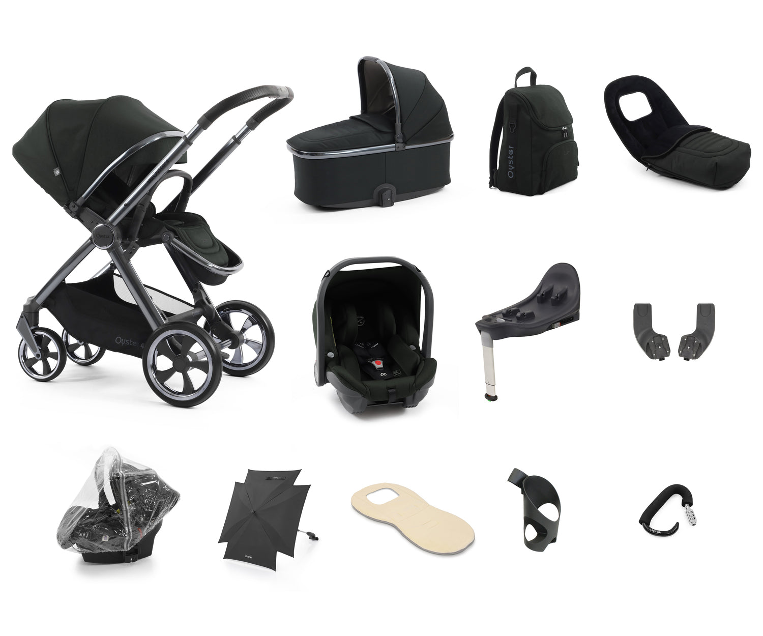 Babystyle Oyster 4 Ultimate 12 Piece Travel System Bundle - Black Olive