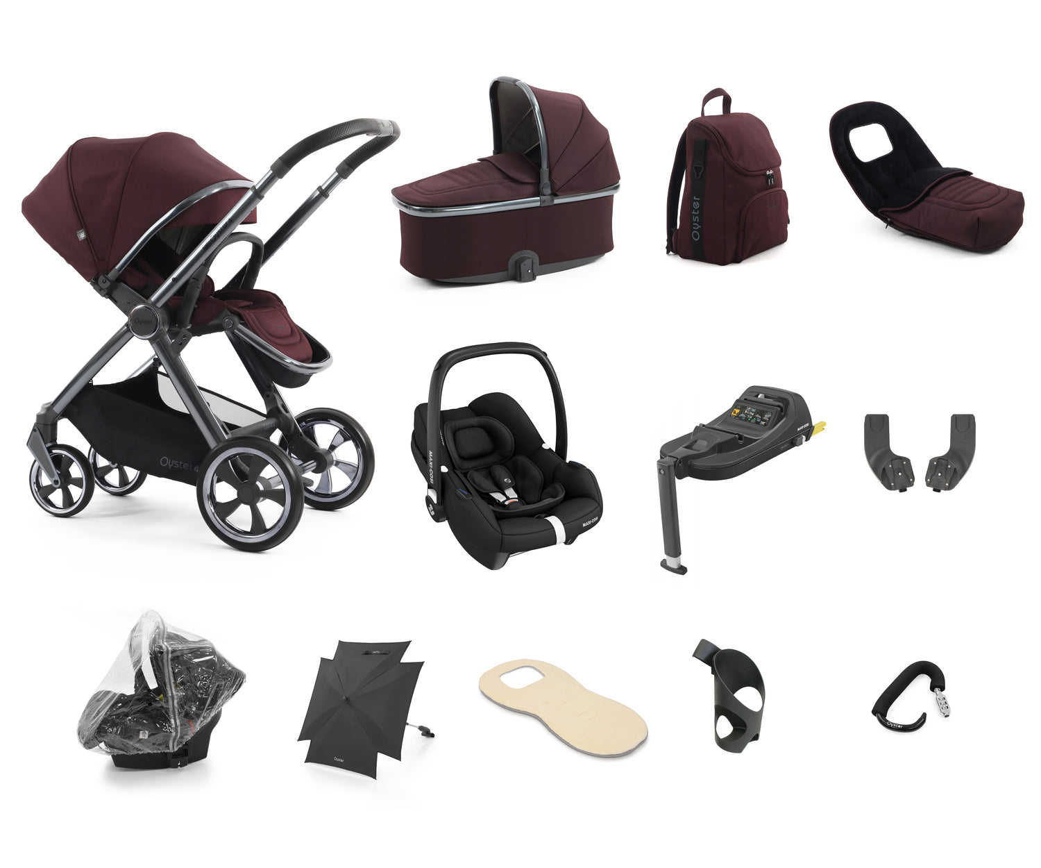 Babystyle Oyster 4 Ultimate 12 Piece Travel System Bundle - Mulberry