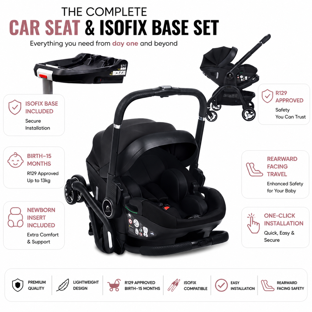 For Your Little One Qubi Infant Car Seat & Stroller & Base - Eclipse Black - For Your Little One