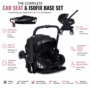 For Your Little One Qubi Infant Car Seat Stroller & Base - Eclipse Black