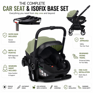 For Your Little One Qubi Infant Car Seat Stroller & Base - Sage Green